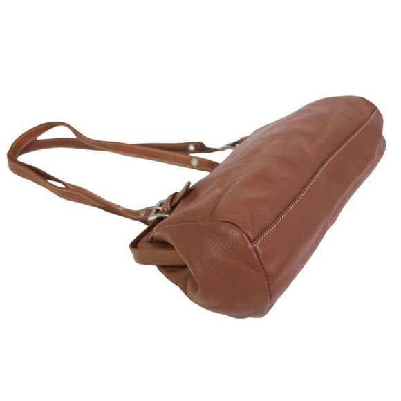 Tignanello BROWN GENUINE LEATHER MEDIUM TOP HANDLE SHOULDER BAG HANDBAG PURSE - Picture 6 of 14